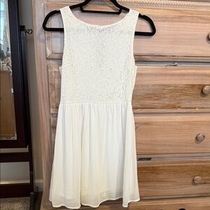 Naked Zebra Ivory Lace-Bodice Mini Dress